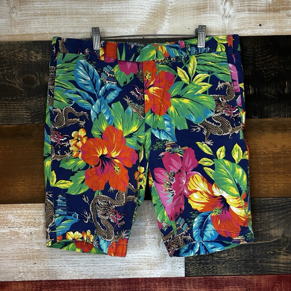 Polo Ralph Lauren Slim Fit Floral Dragon Shorts Cotton Linnen 32